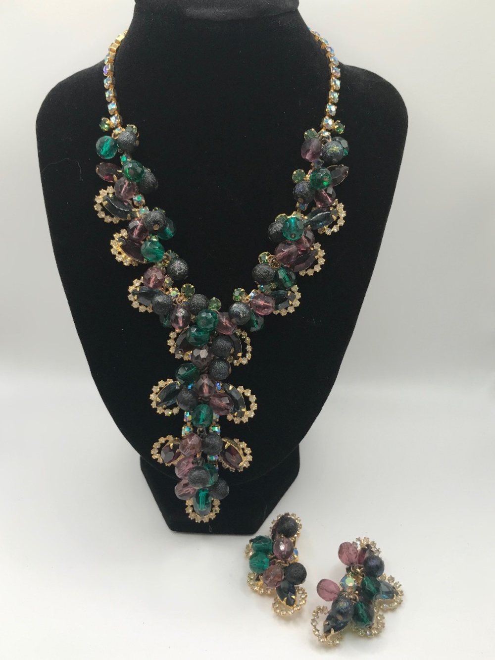 Verified Book piece Juliana Marti Gras necklace and earring set RARE